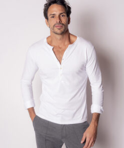 Camiseta Henley Pima Branca
